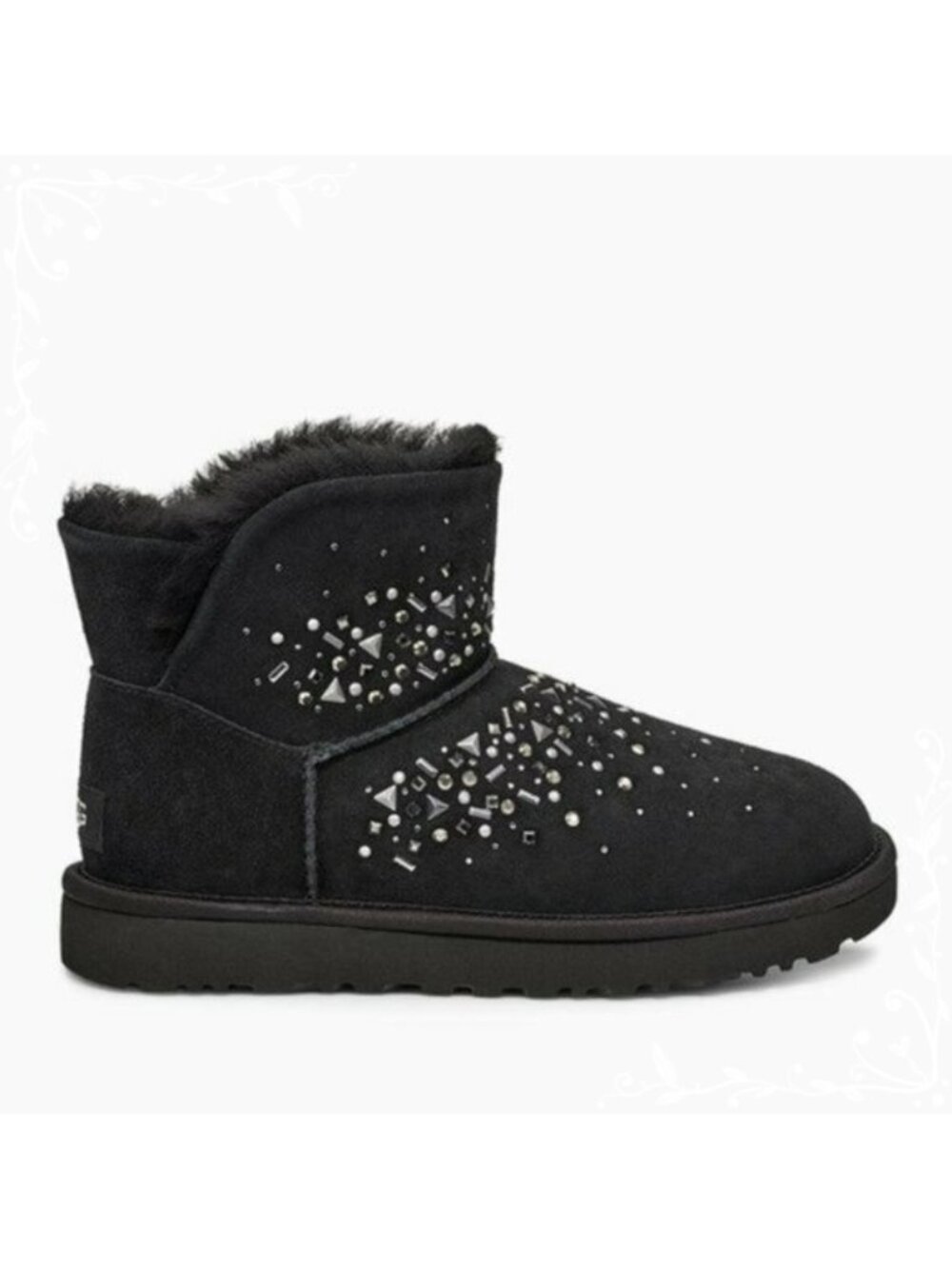 New! UGG Classic Galaxy Mini Bling Boot Black Suede Size 7 1103799 DD33